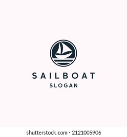 Sailboat logo icon flat design template 