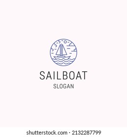 Sailboat logo icon flat design template 