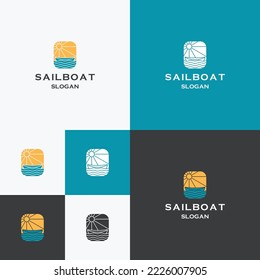 Sailboat logo icon flat design template