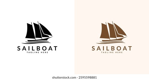 sailboat logo icon vector illustration silhouette