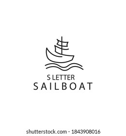 sailboat logo illustration of initial s design  vector template