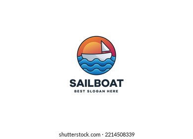 Sailboat Logo Illustration Vector Template