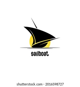 sailboat logo inspiration and sailboat writing vector