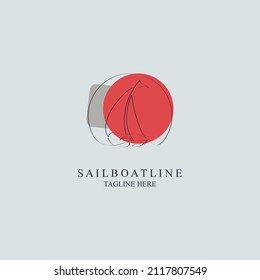 sailboat logo line style template design vector for brand or company and other