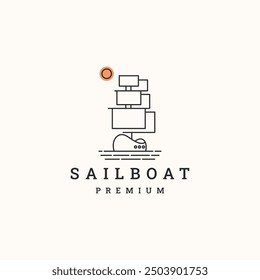 sailboat logo line vector icon illustration, logo template.