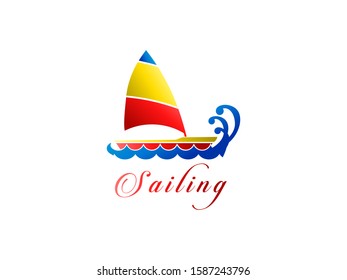 Sailboat logo, sailing logo design, vector illustration.