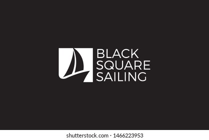 Sailboat logo is shaped in a box with black background