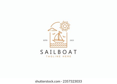 Segelboot Logo Sommerurlaub Sport Freizeit Ocean Beach Business Abenteuer