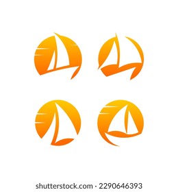 sailboat logo with sun or moon logo
