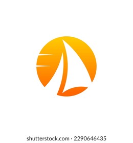 sailboat logo with sun or moon logo