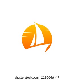 sailboat logo with sun or moon logo