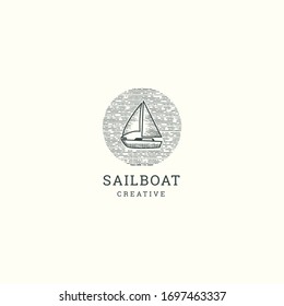 Sailboat logo template design in Vector illustration 