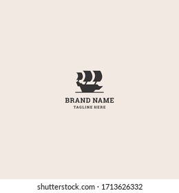 Sailboat logo template design in Vector illustration 