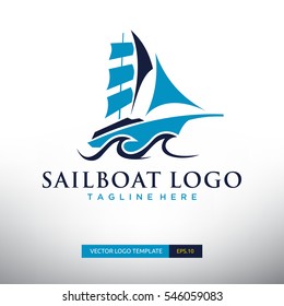 Sailboat logo Template. Vector Illustration eps.10