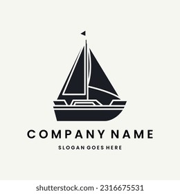 Sailboat Logo vector design template black logo and white background