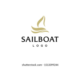 Sailboat logo vector. Flat style symbol. Simple modern logo design.