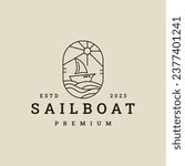 Sailboat logo vector icon illustration hipster vintage retro