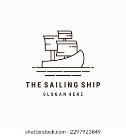 Sailboat logo vector icon illustration hipster vintage retro .
