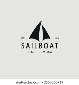 sailboat logo vector illustration design, minimalist vintage design logo