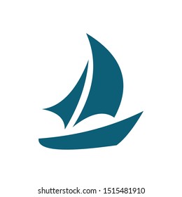 sailboat logo vector  and ocean waves