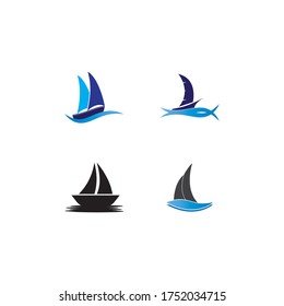 sailboat logo vector template design illustration