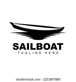 Sailboat Logo,Traditional Asian Boat Vector, Lake Ocean Icon Design, Fishing Boat