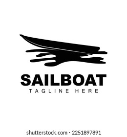 Sailboat Logo,Traditional Asian Boat Vector, Lake Ocean Icon Design, Fishing Boat