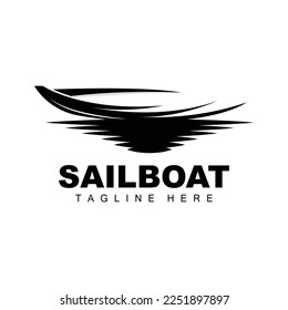 Sailboat Logo,Traditional Asian Boat Vector, Lake Ocean Icon Design, Fishing Boat