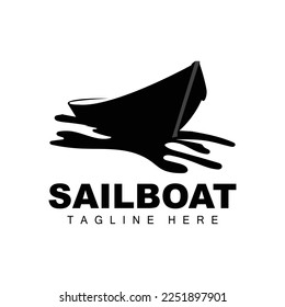 Sailboat Logo,Traditional Asian Boat Vector, Lake Ocean Icon Design, Fishing Boat
