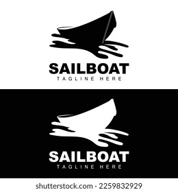 Sailboat Logo,Traditional Asian Boat Vector, Lake Ocean Icon Design, Fishing Boat