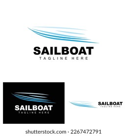 Sailboat Logo,Traditional Asian Boat Vector, Lake Ocean Icon Design, Fishing Boat