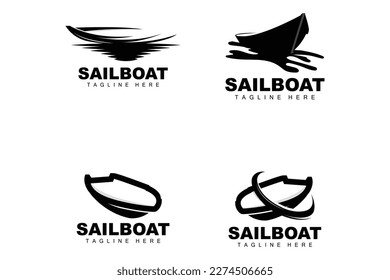 Sailboat Logo,Traditional Asian Boat Vector, Lake Ocean Icon Design, Fishing Boat