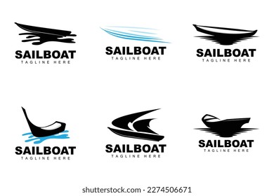 Sailboat Logo,Traditional Asian Boat Vector, Lake Ocean Icon Design, Fishing Boat