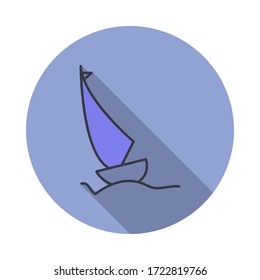 sailboat long shadow icon. Simple color vector of web icons for ui and ux, website or mobile application
