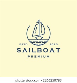 Sailboat Marine Company line art Logo icon Template