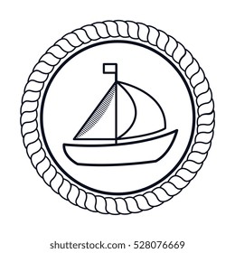 sailboat maritime frame icon