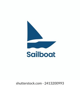 Sailboat minimal logo vector icon. Isolated. Abstract sail ship symbol