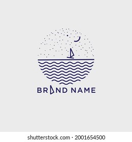 sailboat monoline logo, sea icon logo