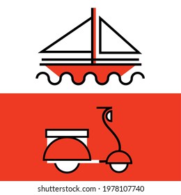 sailboat motorcycle transport linear and fill