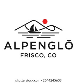 sailboat and mountain Landscape Silhouette for Outdoor Travel adventure retro vintage logo design vector
