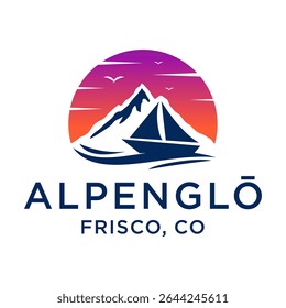 sailboat and mountain Landscape Silhouette for Outdoor Travel adventure retro vintage logo design vector