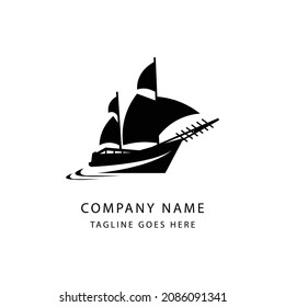 The sailboat is moving forward to the destination make clean and modern sign. Traditional Sailboat illustration