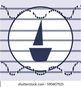 Sailboat with nautical elements seamless pattern
