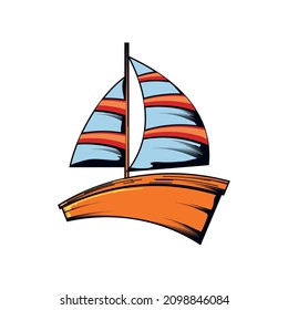sailboat nautical icon flat vector
