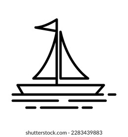 sailboat nautical line icon isolated