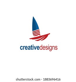 Sailboat, nautical logo template. Sailing, yacht club and seafood restaurant designs