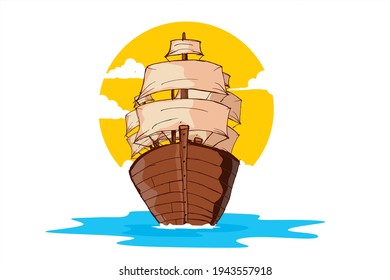 Sailboat in the Ocean Illustration