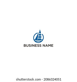 sailboat ocean logo design vector illustration