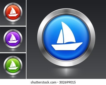 Sailboat on Blue Round Button