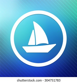 Sailboat on Blue Round Button